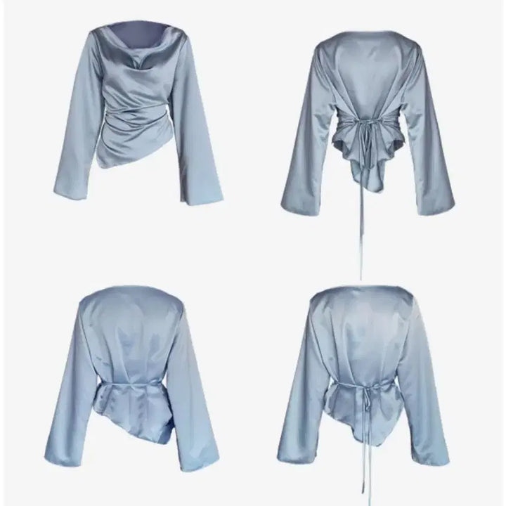 [BUNJANG] Flat Per Champagne Tie Drape Satin Silk Blouse / [최대 36% 할인] 플랫퍼 샴페르 타이 드레이프 새틴 실크 블라우스