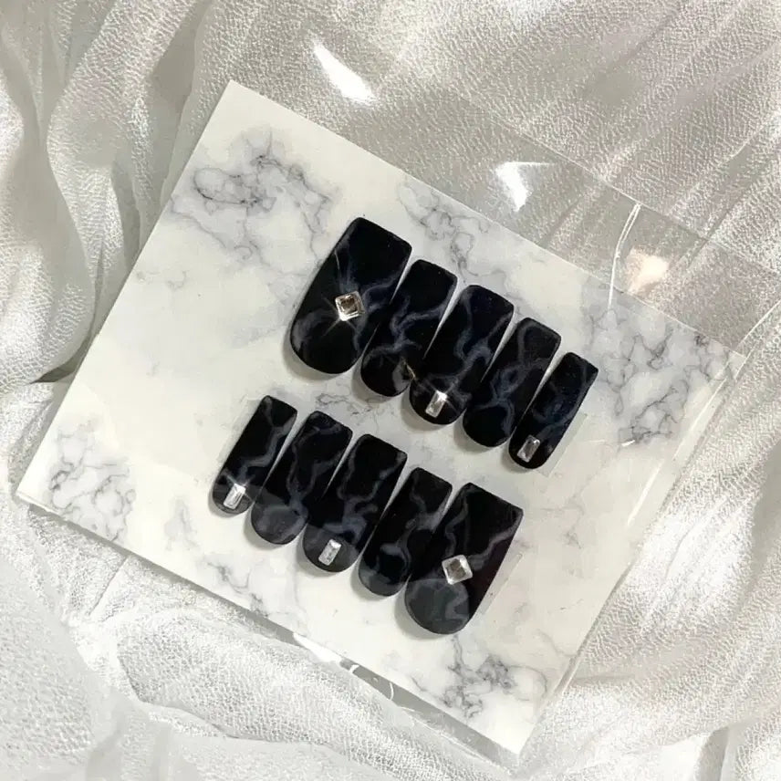 [BUNJANG] Sharon Blanc Marble Nail Tips (14 Shapes) / *할인가* 무광 마블 대리석 네일팁 / 14종 쉐입