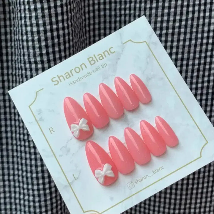 [BUNJANG] Sharon Blanc Nail Tip Set (14 Shapes) / 핑크 글리터 네일팁 / 14종 쉐입