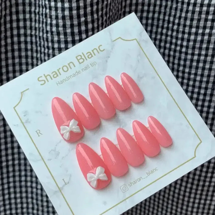[BUNJANG] Sharon Blanc Nail Tip Set (14 Shapes) / 핑크 글리터 네일팁 / 14종 쉐입