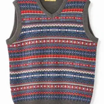 [BUNJANG] STCO Fair Isle Pattern Vest / STCO 페어아일 패턴 조끼 그레이 XL