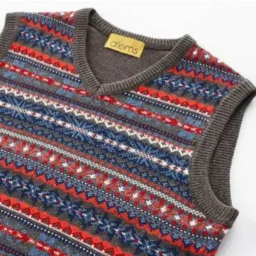 [BUNJANG] STCO Fair Isle Pattern Vest / STCO 페어아일 패턴 조끼 그레이 XL