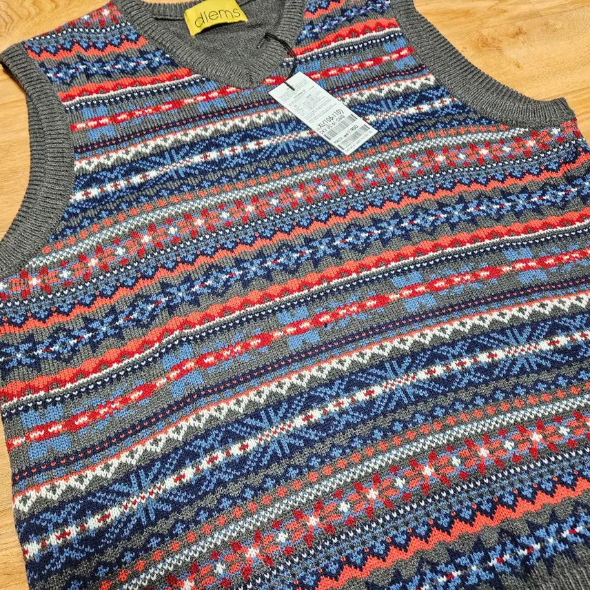 [BUNJANG] STCO Fair Isle Pattern Vest / STCO 페어아일 패턴 조끼 그레이 XL