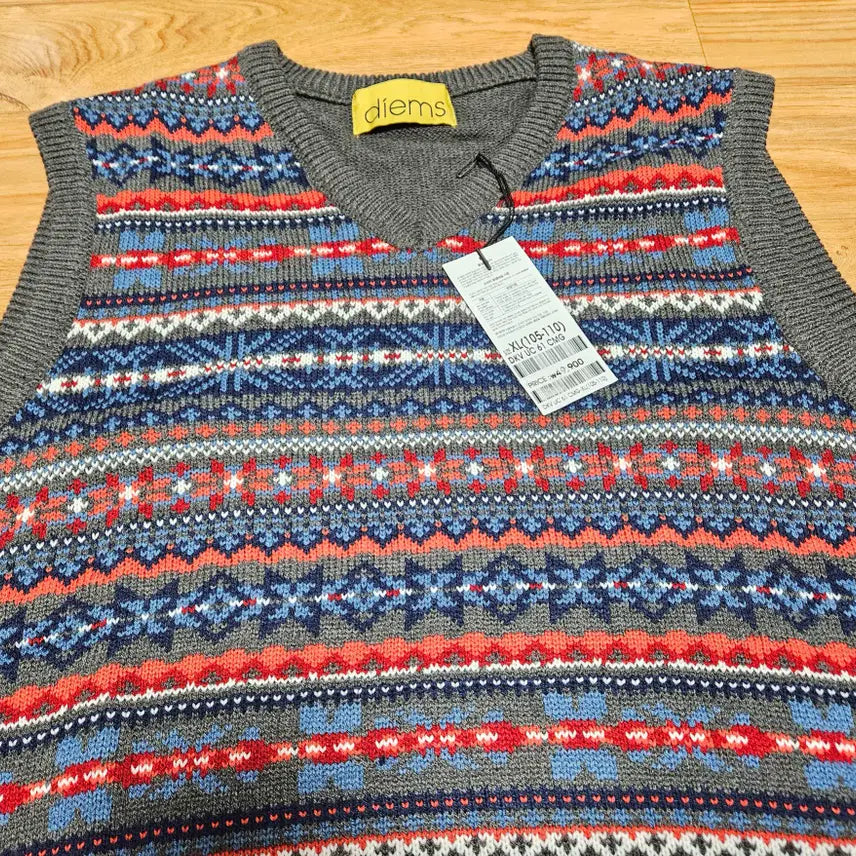 [BUNJANG] STCO Fair Isle Pattern Vest / STCO 페어아일 패턴 조끼 그레이 XL