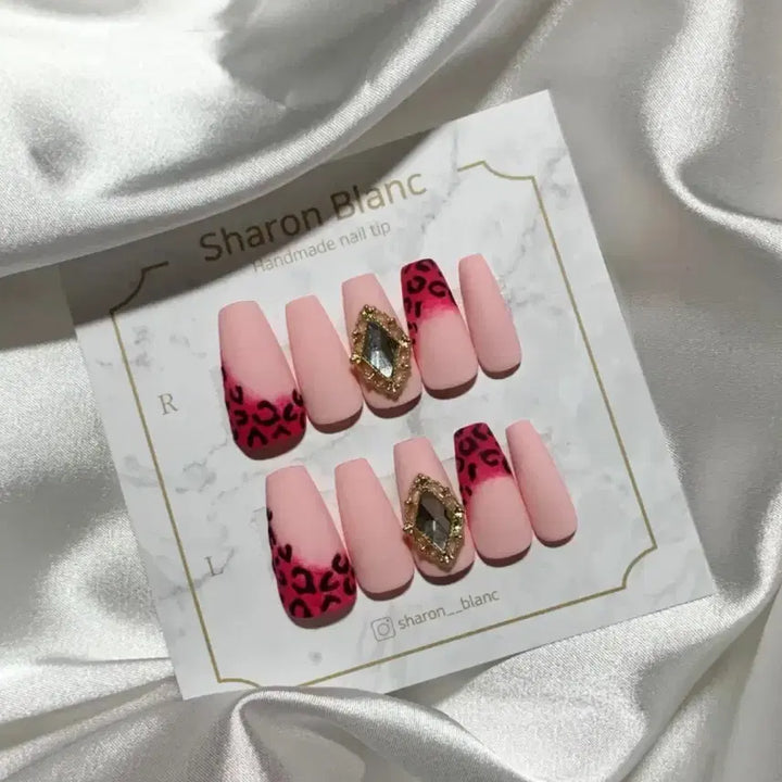 [BUNJANG] Sharon Blanc Matte Gradient Nail Tips (14 Shapes) / 무광 호피 그라데이션 네일팁 / 14종 쉐입