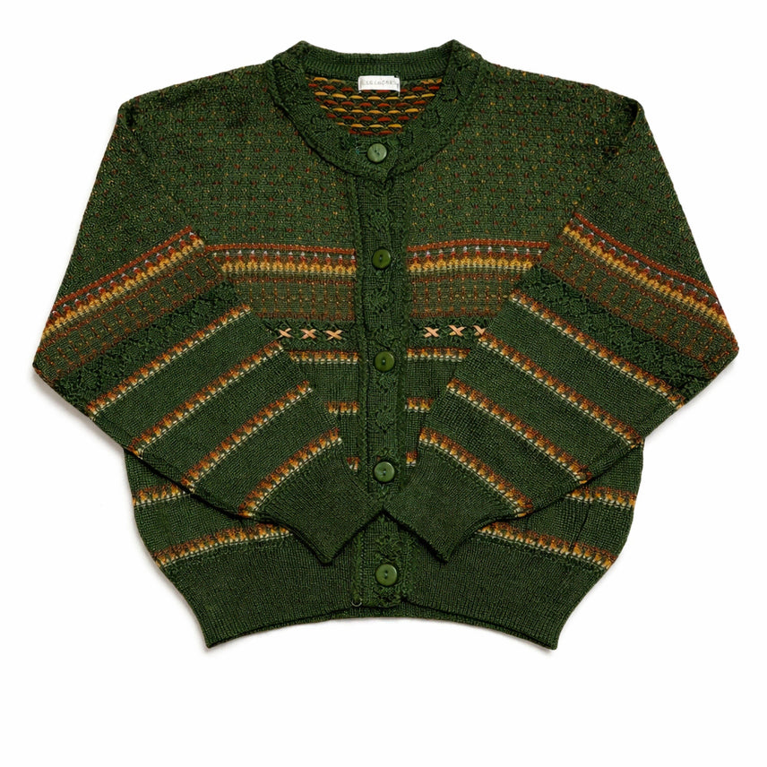 [BUNJANG] CLUB LACROSSE Nordic Pattern Knit Cardigan / JPN 80s~90s 일본 빈티지 레트로 모리걸 노르딕 패턴 니트 가디건