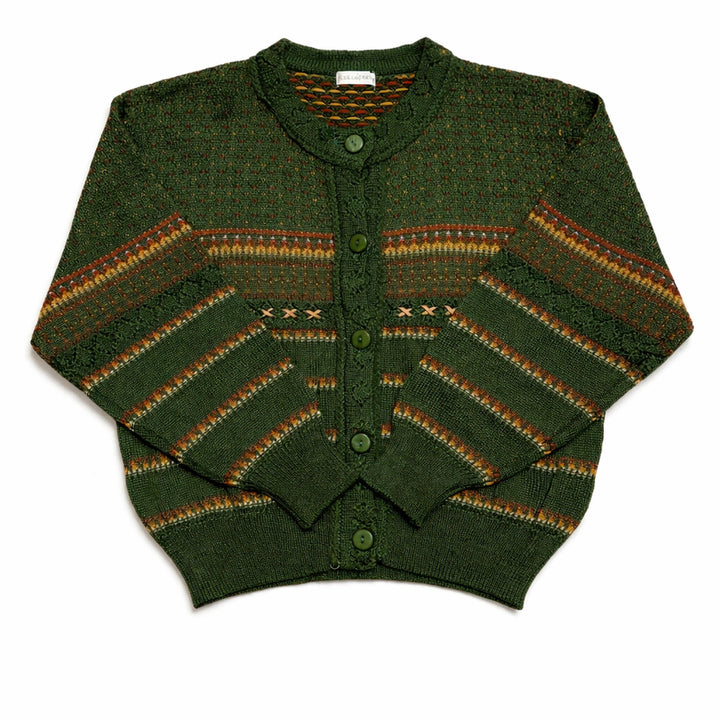 [BUNJANG] CLUB LACROSSE Nordic Pattern Knit Cardigan / JPN 80s~90s 일본 빈티지 레트로 모리걸 노르딕 패턴 니트 가디건