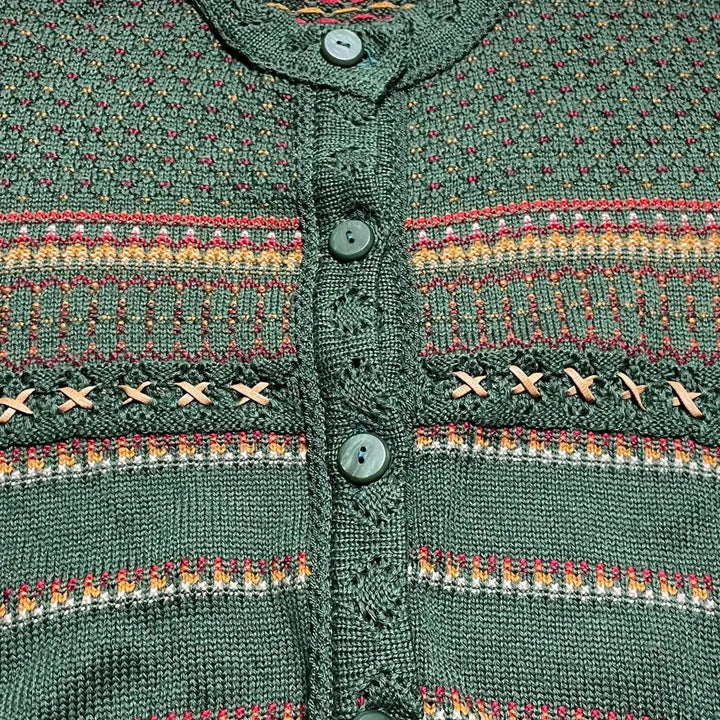 [BUNJANG] CLUB LACROSSE Nordic Pattern Knit Cardigan / JPN 80s~90s 일본 빈티지 레트로 모리걸 노르딕 패턴 니트 가디건