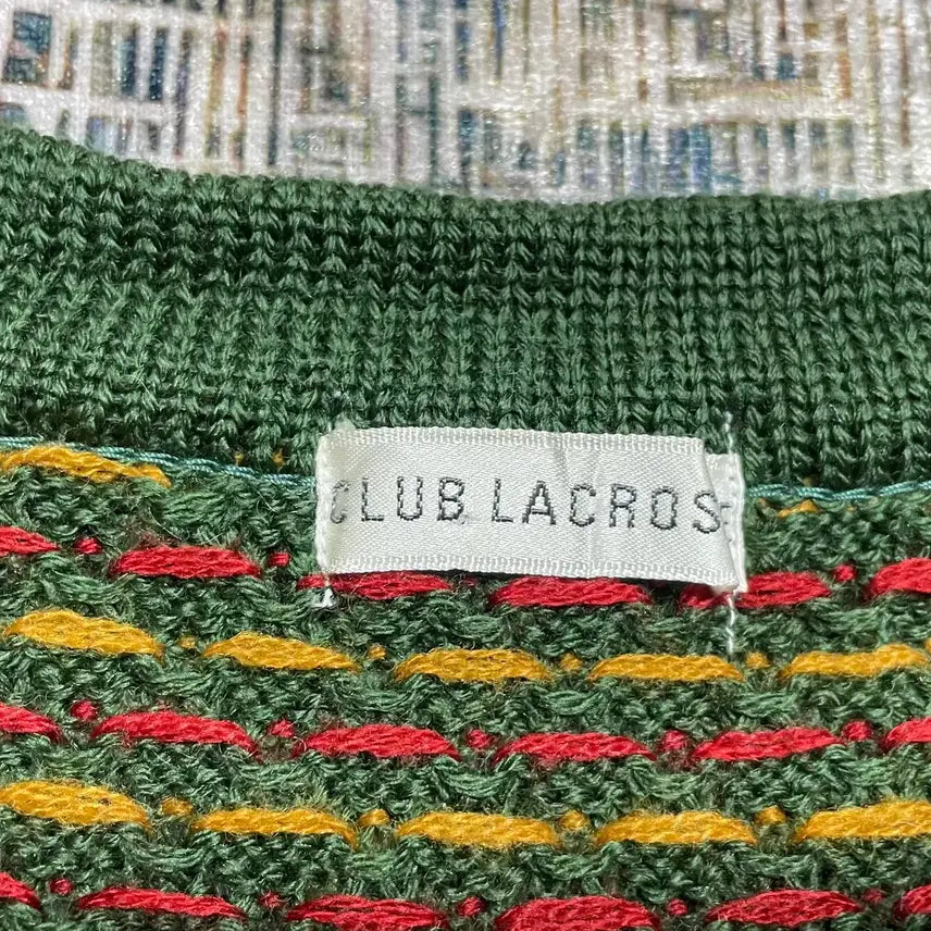 [BUNJANG] CLUB LACROSSE Nordic Pattern Knit Cardigan / JPN 80s~90s 일본 빈티지 레트로 모리걸 노르딕 패턴 니트 가디건