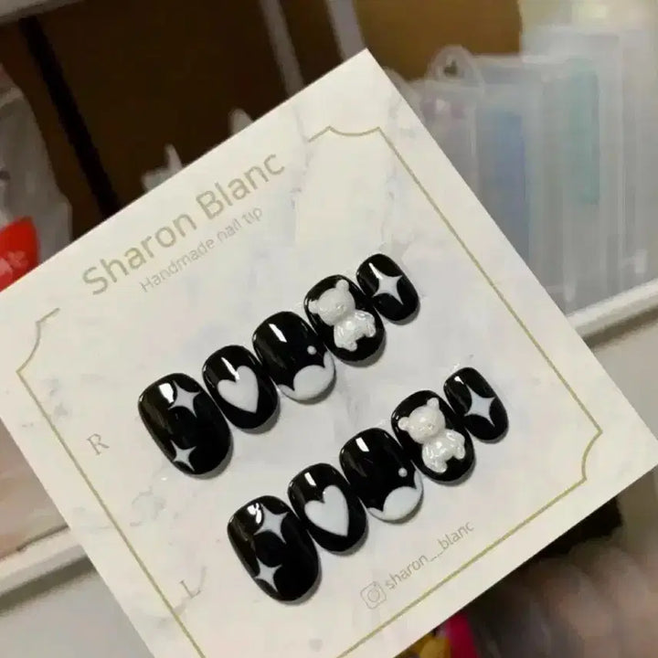 [BUNJANG] Sharon Blanc Bear Kitsch Nail Tip (14 Shapes) / *할인가* 곰돌이 키치 네일팁 / 14종 쉐입
