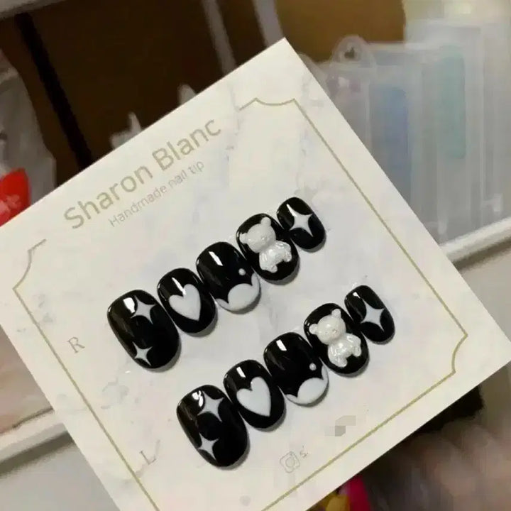 [BUNJANG] Sharon Blanc Bear Kitsch Nail Tip (14 Shapes) / *할인가* 곰돌이 키치 네일팁 / 14종 쉐입