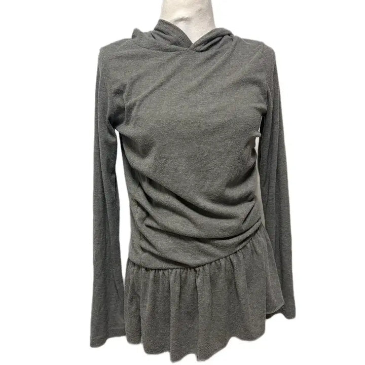 [BUNJANG] Avely Khaki Gray Shirring Long Hoodie / 에이블리 카키 그레이 셔링 롱 후디 옷 판매