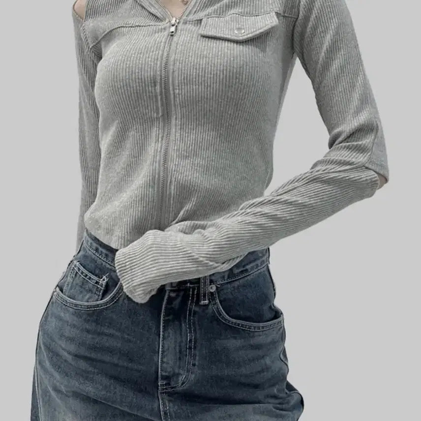 [BUNJANG] Mnem Heff Cutout Warmer Hooded Zip-up Black / 므넴 헤프 컷아웃 워머 후드집업 블랙