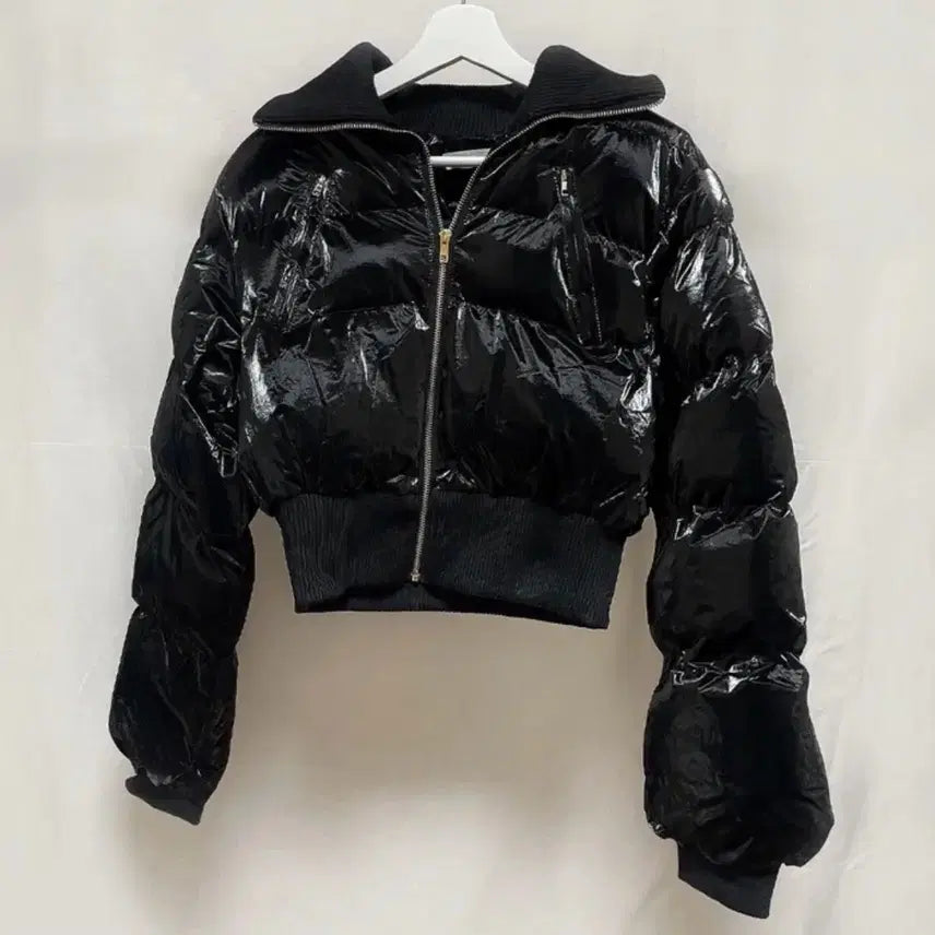 [BUNJANG] Real Glossy Cropped Padded Jacket / 리얼 글로시 광택 크롭 패딩
