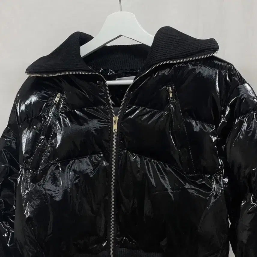 [BUNJANG] Real Glossy Cropped Padded Jacket / 리얼 글로시 광택 크롭 패딩