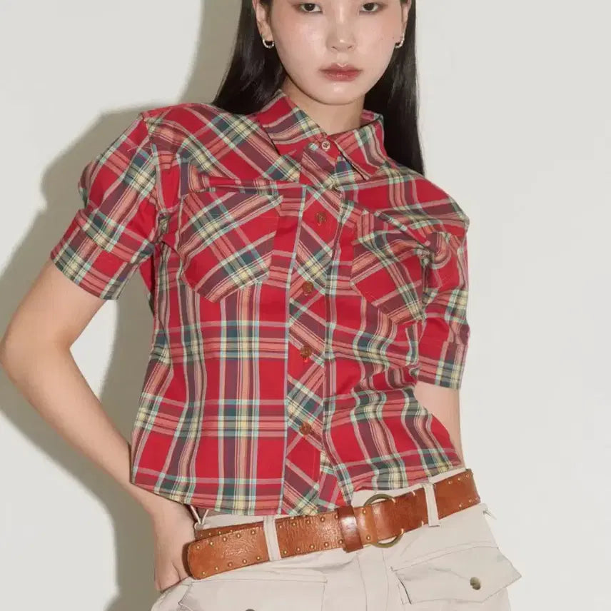 [BUNJANG] Heretic Western Checkered Shirt Red / 헤레틱 웨스턴 체크 셔츠 레드