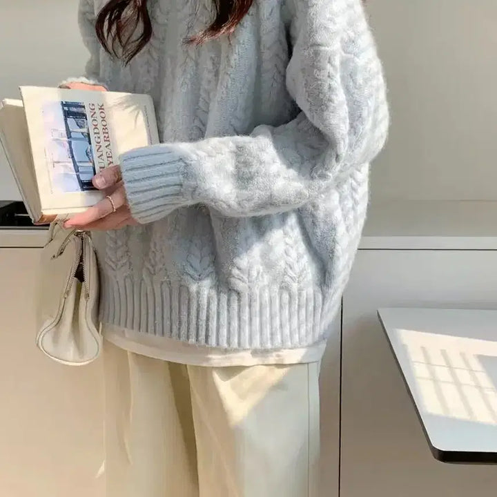 [BUNJANG] Cable Knit Sweater / 하늘색 꽈배기 니트