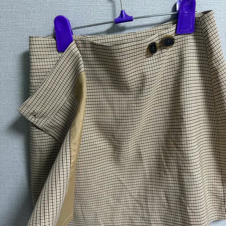 [BUNJANG] Wrap Check Skirt / 허리단면34-5 랩 체크 스커트