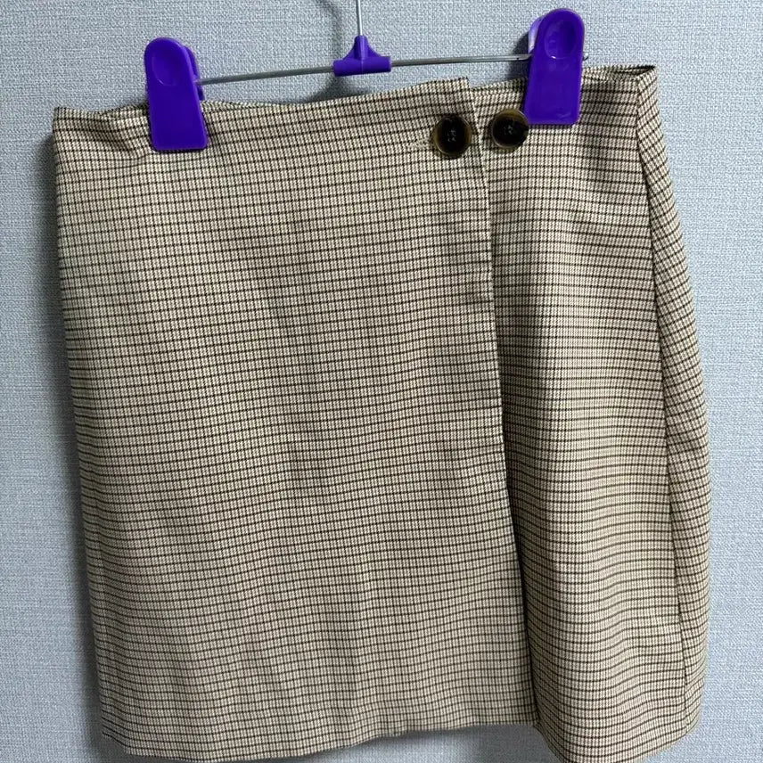 [BUNJANG] Wrap Check Skirt / 허리단면34-5 랩 체크 스커트