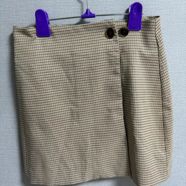 [BUNJANG] Wrap Check Skirt / 허리단면34-5 랩 체크 스커트