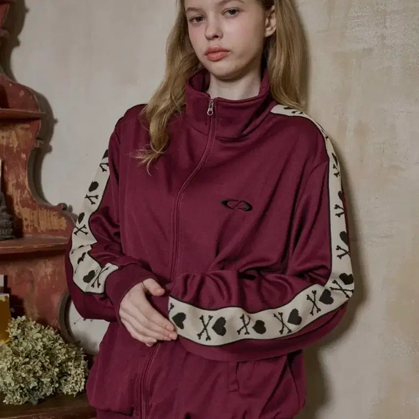 [BUNJANG] Compagno Bon Tape Track Top Burgundy M / 꼼파뇨 본 테이프 트랙탑 버건디 M