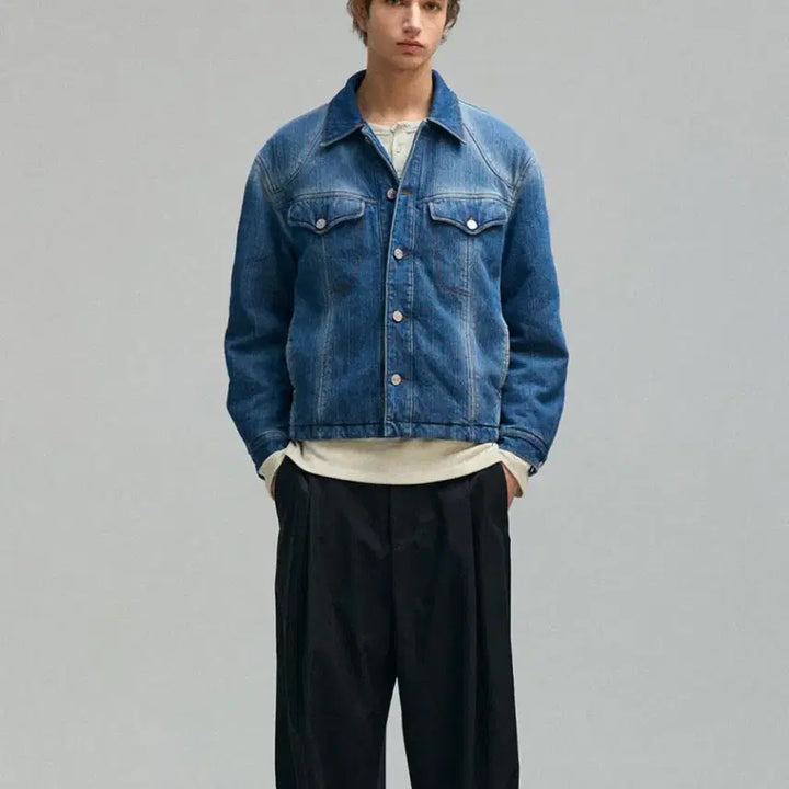 [BUNJANG] Unjemeek Padded Denim Trucker Jacket - M / 언지미크 패디드 데님 트러커 자켓 M