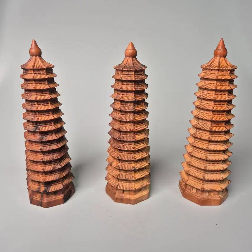 [BUNJANG] Wooden Mun-chang Pagoda Set Antique Collection / 목제 문창탑 3점 일괄 골동품 고미술품 수집품 탑 불교 풍수