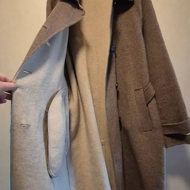 [BUNJANG] Cashmere Wool Blend Handmade Long Coat / 캐시미어 양모 핸드메이드 롱코트
