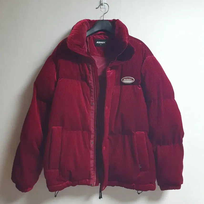 [BUNJANG] NERDY Corduroy Duck Down Short Padded Jacket Burgundy S / 널디 덕다운 코듀로이 숏패딩 버건디 S