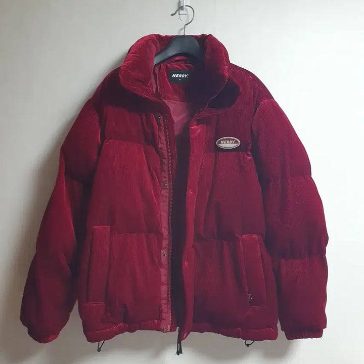[BUNJANG] NERDY Corduroy Duck Down Short Padded Jacket Burgundy S / 널디 덕다운 코듀로이 숏패딩 버건디 S