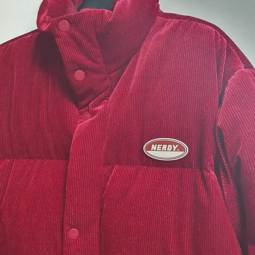 [BUNJANG] NERDY Corduroy Duck Down Short Padded Jacket Burgundy S / 널디 덕다운 코듀로이 숏패딩 버건디 S