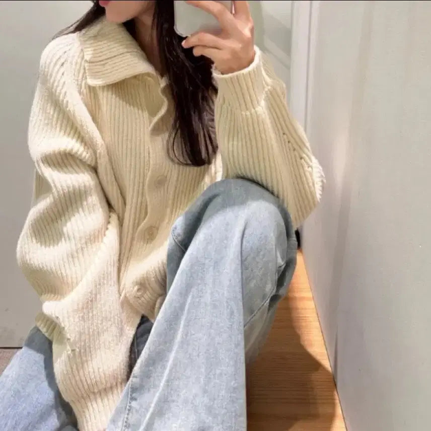 [BUNJANG] RRACE Knit Cardigan Ivory / RRACE 니트 가디건 아이보리