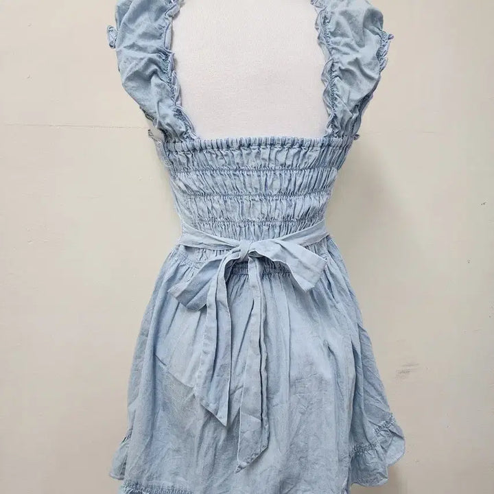 [BUNJANG] Axis Farm Denim Frill Mini Dress / 엑시즈팜 데님 프릴 미니원피스