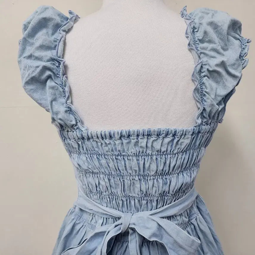[BUNJANG] Axis Farm Denim Frill Mini Dress / 엑시즈팜 데님 프릴 미니원피스