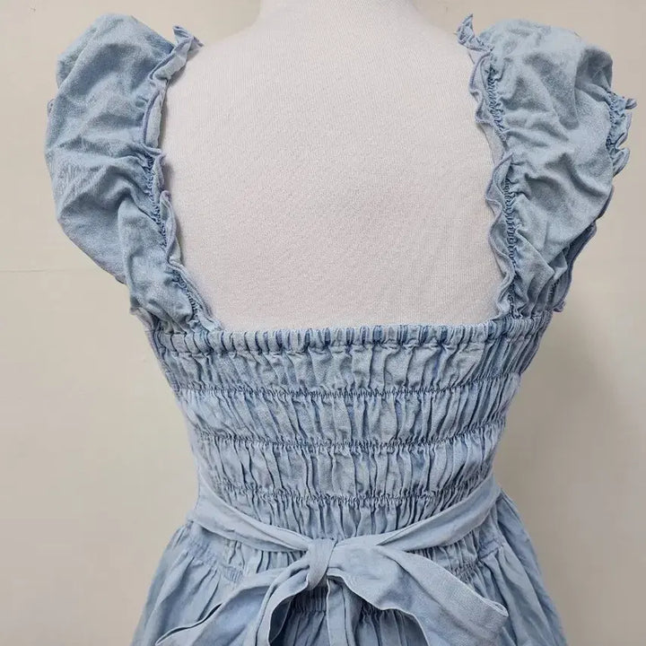[BUNJANG] Axis Farm Denim Frill Mini Dress / 엑시즈팜 데님 프릴 미니원피스