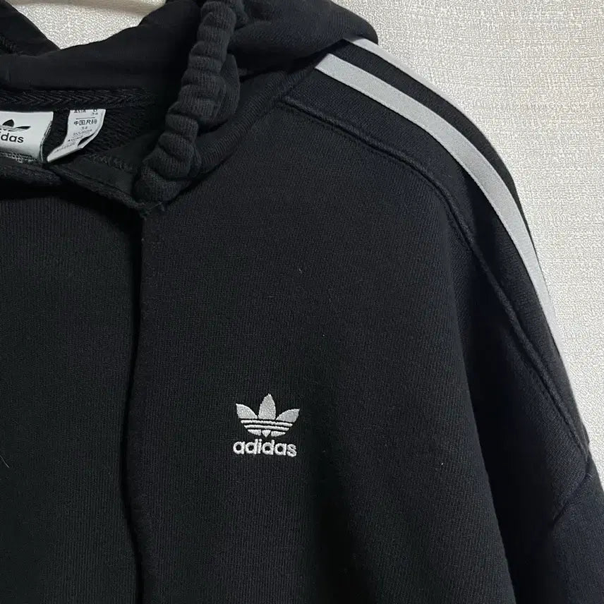 [BUNJANG] Adidas Crop Three-Stripe Hoodie S / 아디다스 크롭 삼선 후드티셔츠 후드티 S