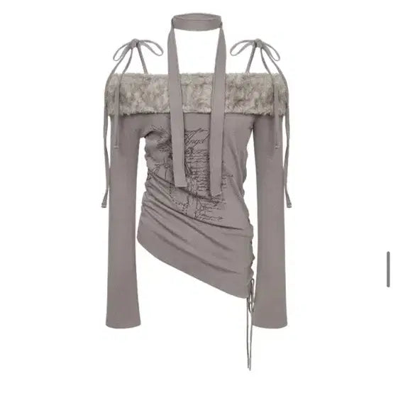 [BUNJANG] Not Knowing Fur Off Shoulder Top / 낫노잉 퍼 오프숄더