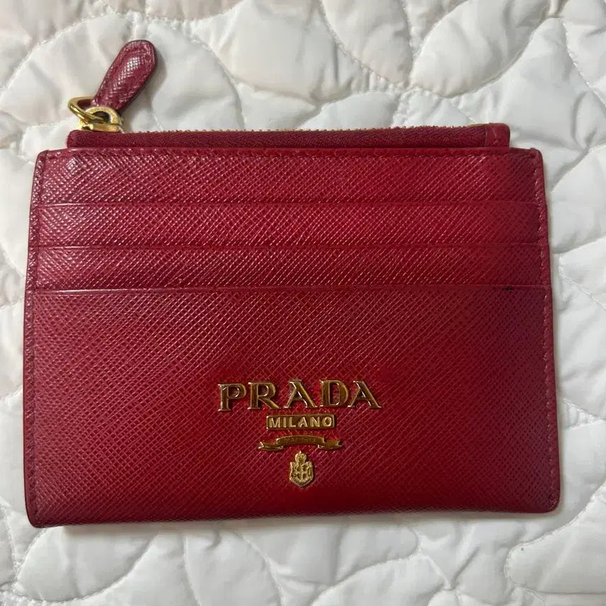 [BUNJANG] Prada Vitello Leather Slim Zipper Card Holder / 프라다 카드지갑 비텔로 가죽 슬림 지퍼 명함지갑 여성