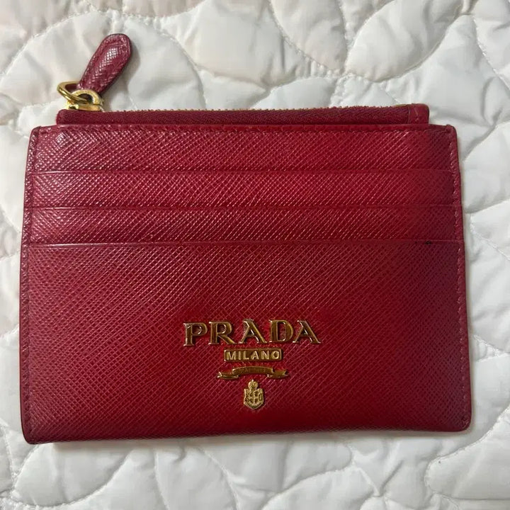 [BUNJANG] Prada Vitello Leather Slim Zipper Card Holder / 프라다 카드지갑 비텔로 가죽 슬림 지퍼 명함지갑 여성