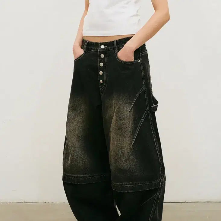 [BUNJANG] Close Union Button Flap Dart Balloon Denim Pants / (새상품) 가까이유니언즈 버튼 플랩 다트 벌룬 데님 팬츠