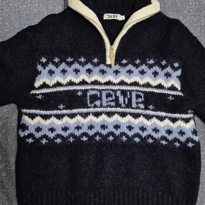 [BUNJANG] GROVE NORDIC Half Zip Up Knit / 그로브 노르딕 니트 그로브 NORDIC HALF ZIP UP KNIT