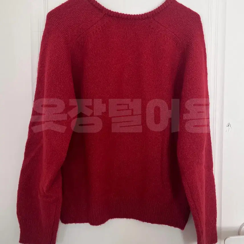 [BUNJANG] Frenzy Wool Oversized V-Neck Knit Sweater (Red) / 프렌제이 울 오버핏 브이넥 니트 (레드)