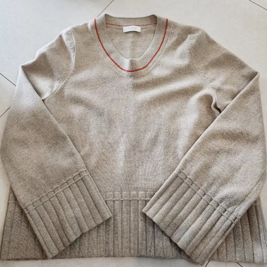[BUNJANG] Hanseom Time Oatmeal Knit Sweater / 한섬의류 타임니트 오트밀색상 모.캐시미어 혼방