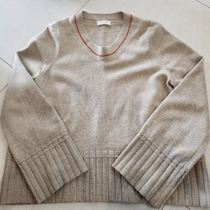 [BUNJANG] Hanseom Time Oatmeal Knit Sweater / 한섬의류 타임니트 오트밀색상 모.캐시미어 혼방