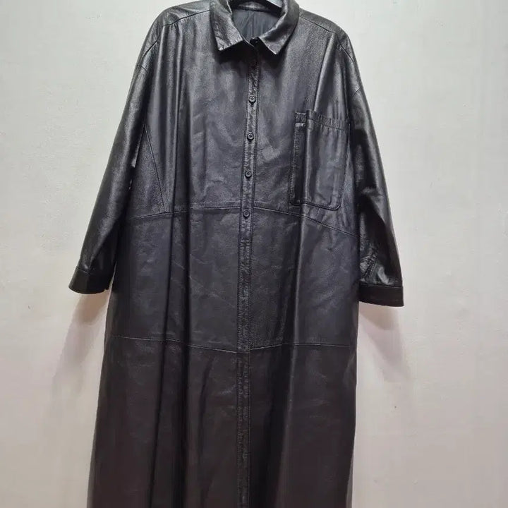 [BUNJANG] Leather Long Safari Jacket (Size 55~55) / 멋스런 가죽 롱사파리(55~통55)
