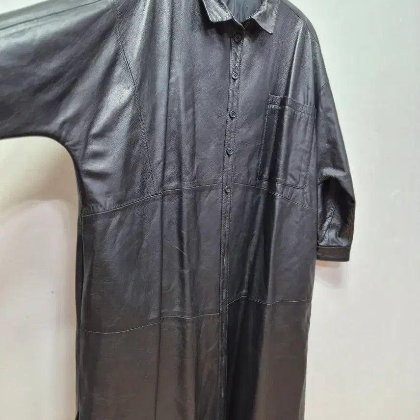 [BUNJANG] Leather Long Safari Jacket (Size 55~55) / 멋스런 가죽 롱사파리(55~통55)