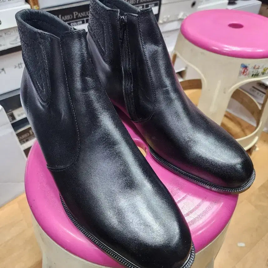 [BUNJANG] Black Leather Handmade Ankle Boots / 블랙 천연소가죽 수제화 앵클 부츠 280mm 약 4cm 굽