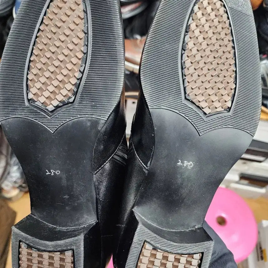 [BUNJANG] Black Leather Handmade Ankle Boots / 블랙 천연소가죽 수제화 앵클 부츠 280mm 약 4cm 굽