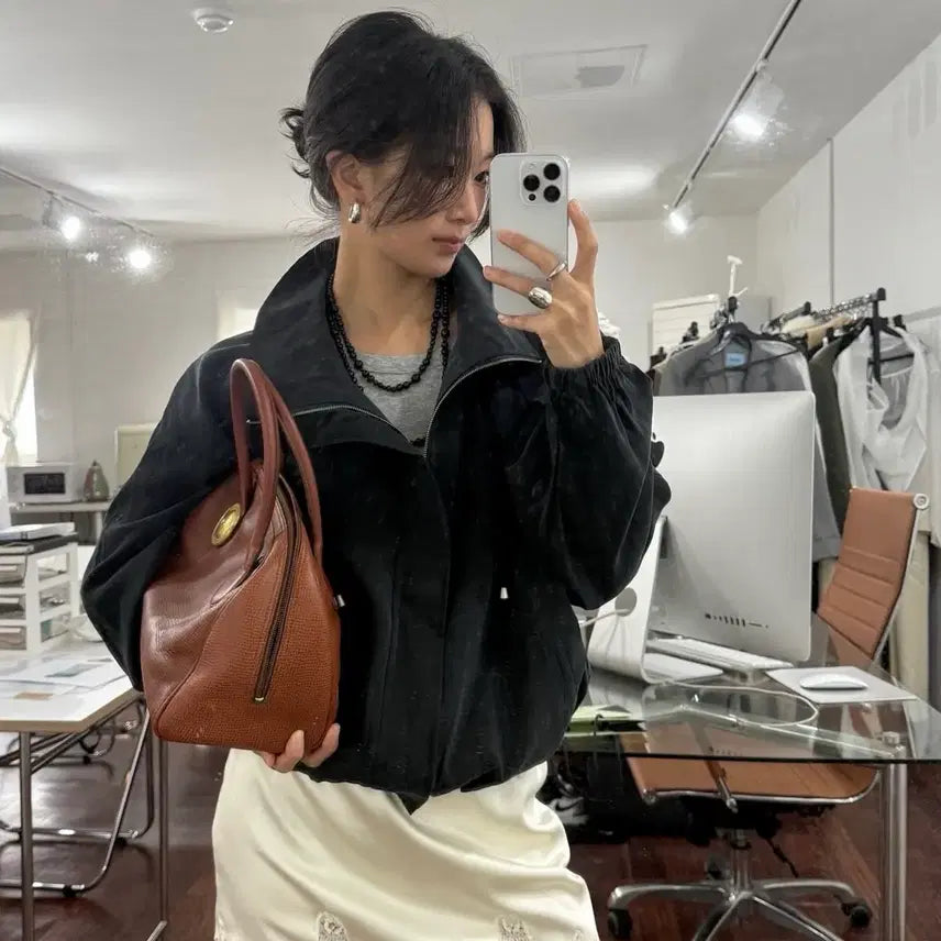 [BUNJANG] HMODE High Neck Blouson Charcoal / HMODE high neck blouson 에이치모드 하이넥 블루종 차콜