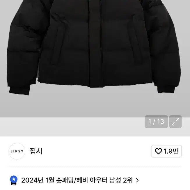 [BUNJANG] Unknown Item Black L Goose Down Short Padding / 집시 구스다운 숏패딩 블랙L